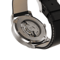 Back view of RAM Aries 42 R1021S1/4 men's Swiss watch with automatic movement and black leather strap details