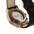 Back view of RAM Bélier R3013SR/6 Swiss watch with rose gold stainless steel case and black leather strap