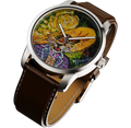 RAM Aries 42 Fortune Swiss watch with painted dial, stainless steel case, brown leather strap, and silver hands